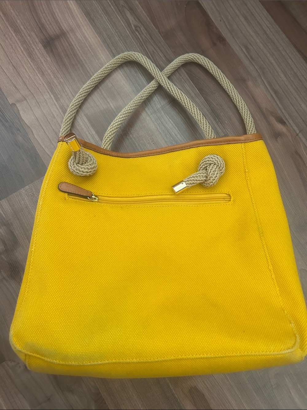 Michael Kors Bright Yellow Canvas Tote with Rope Handles - Picture 5 of 6